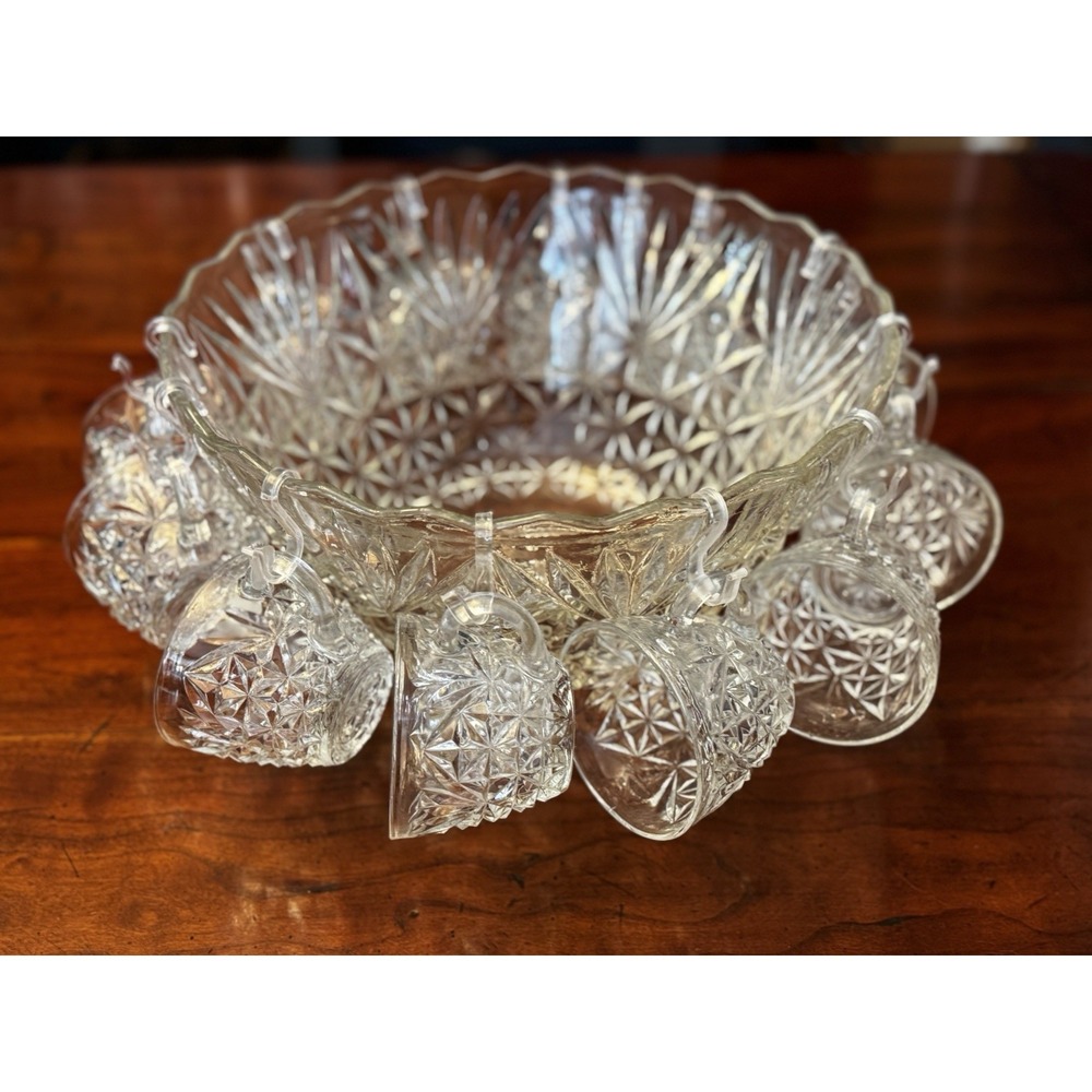 Anchor Hocking 29 Piece Complete Set Arlington Punch Bowl, 12 Cups, 16 Hooks